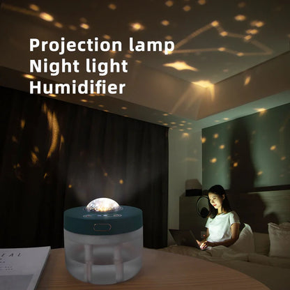 Projection Humidifier Portable Rechargeable Rotating Projection Night Light Bedroom Moisturizing Double Spray Double Fog